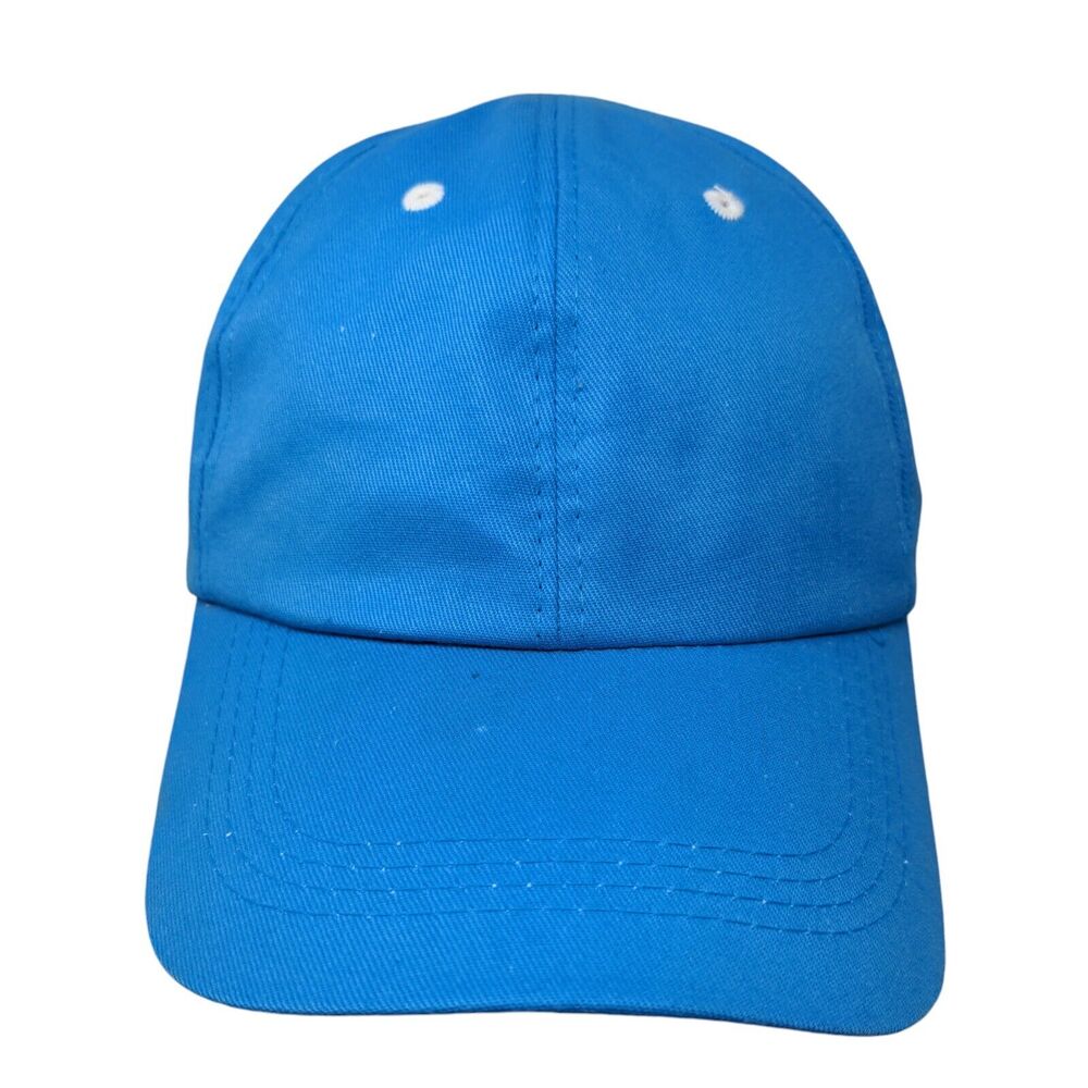 Unbranded Strapback Hat Blue OSFA Adjustable Vented Holes 6 Panel Blank